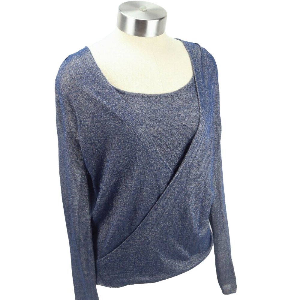 White House Black Market Blue Swoop Neck Sweater